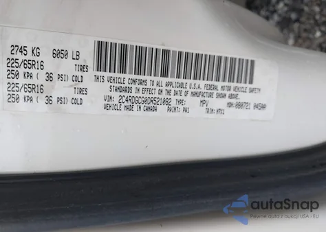 2013 Dodge Grand Caravan Sxt из США, поврежденный, VIN 2C4RDGCG0DR521082